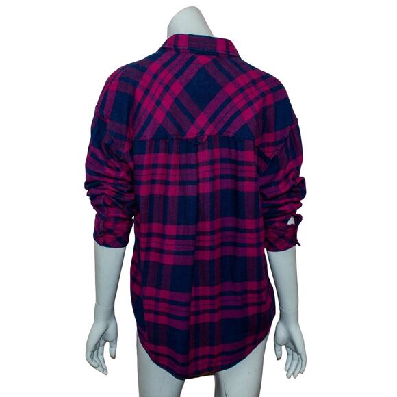 Rails Wine Navy Plaid Jackson Flannel Shirt Women's Size Small - Picture 5 of 8